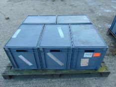 5 x Standard MoD Stackable Storage Boxes c/w Lids