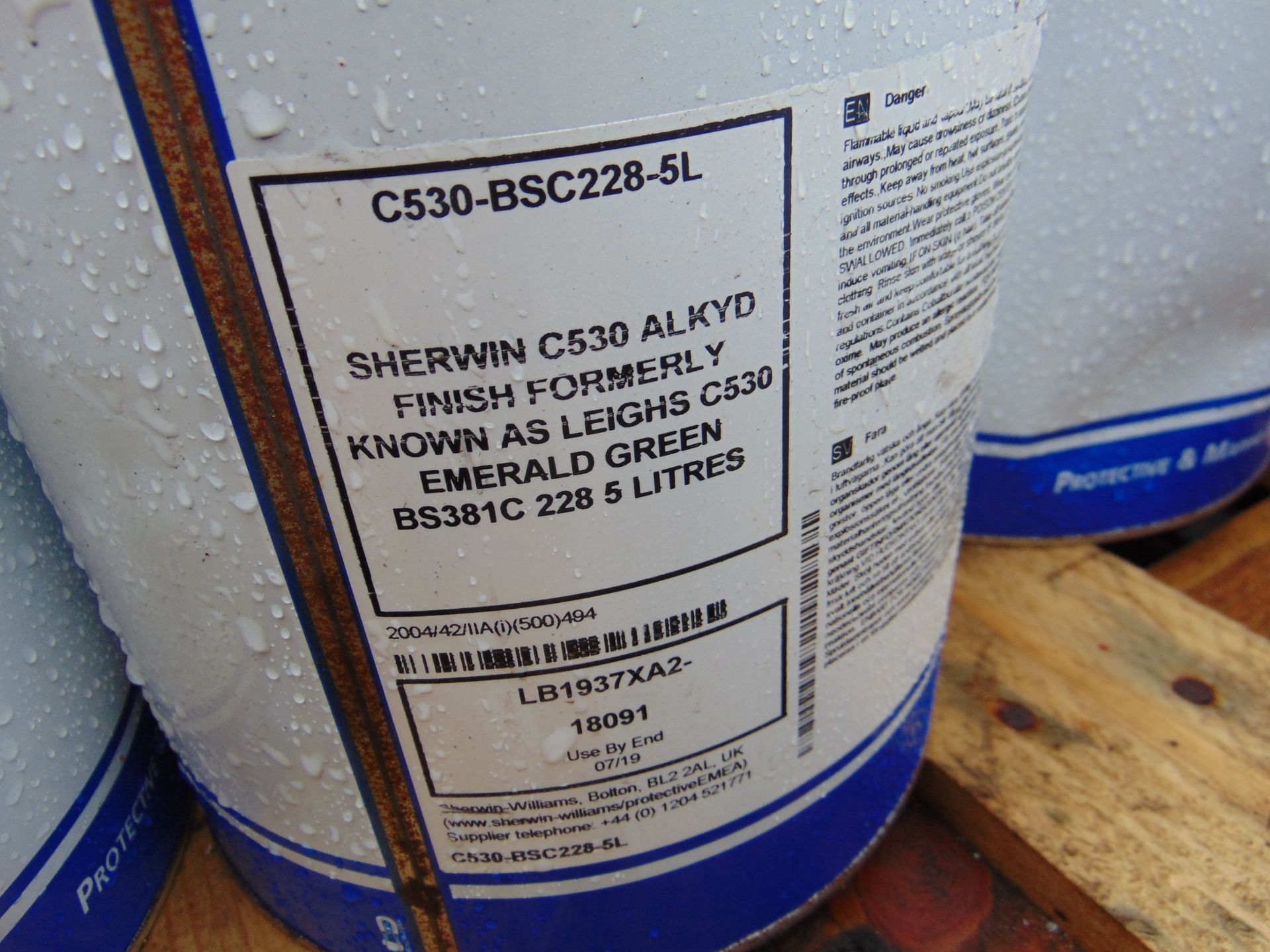 15x Unissued 5 Litre Sherwin Williams C530 Alkyd Finish Lead Free Gloss Finish Emerald Green Paint - Image 2 of 2