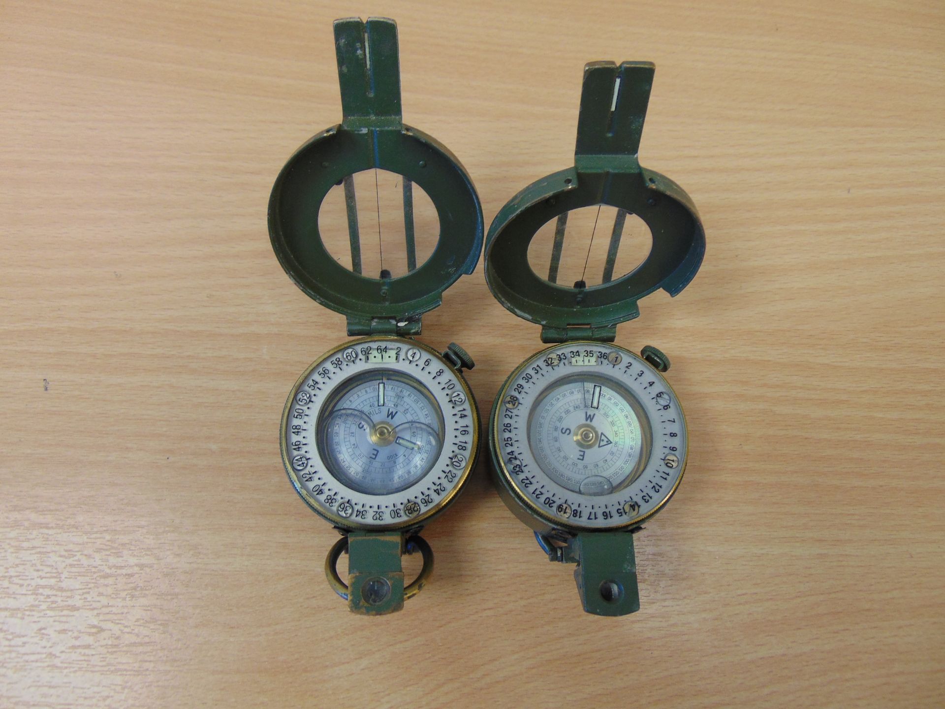 2x Stanley London British Army Issue Brass Compass in Mils Nato Marks. - Image 2 of 3