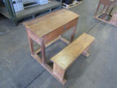 Vintage Oak Double Seat School Desk