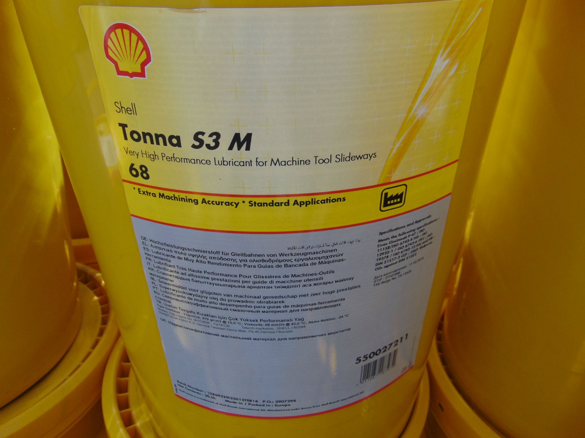 18x Unissued 20L Drums of Shell Tonna S3M 68 Lubricant for Machine Tool Slides etc - Image 2 of 2