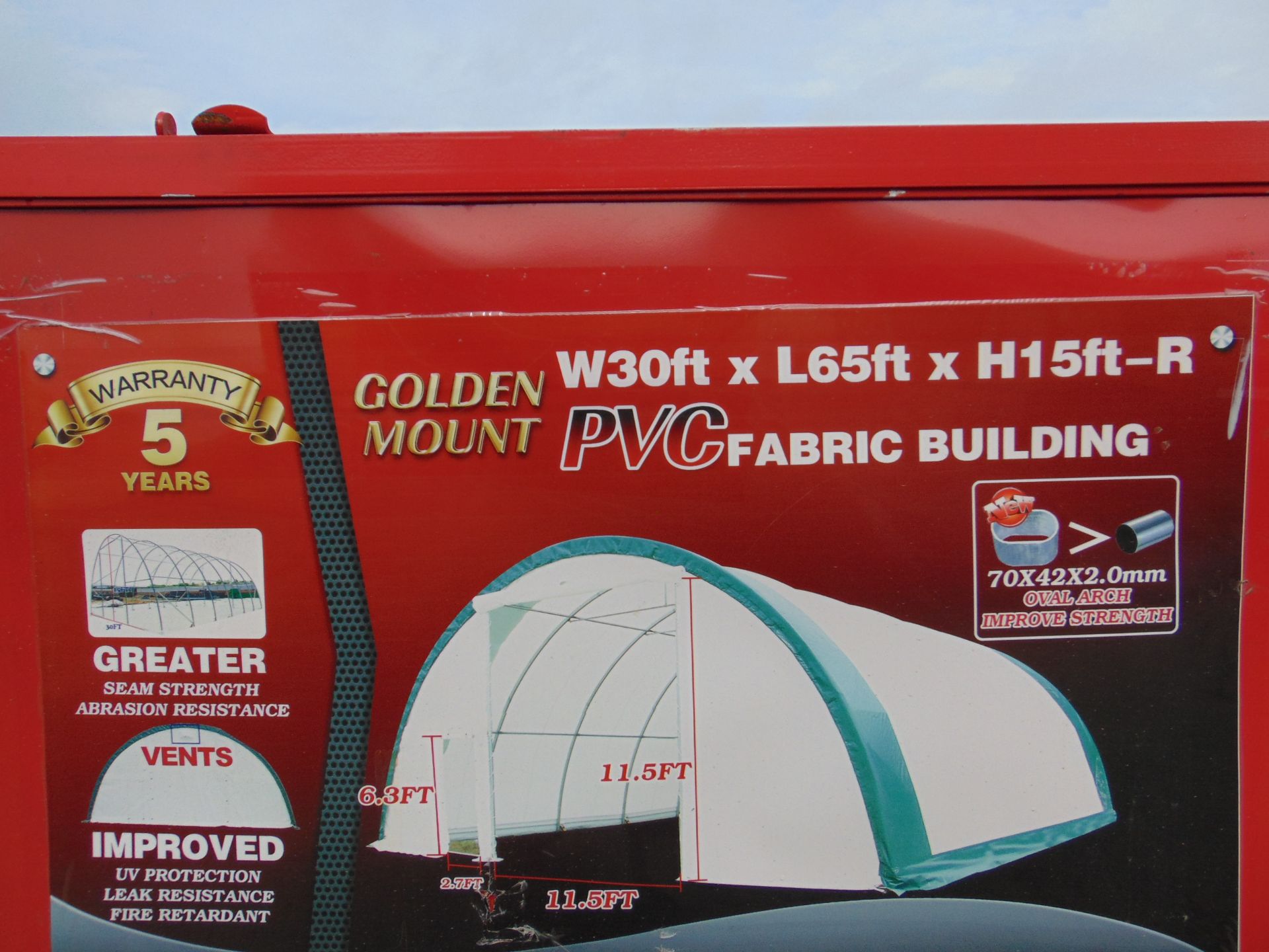 Huge Heavy Duty Storage Shelter 30'W x 65'L x 15' H P/No 306515R - Image 2 of 4