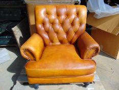 New Unused Button Back Leather Arm Chair as shown