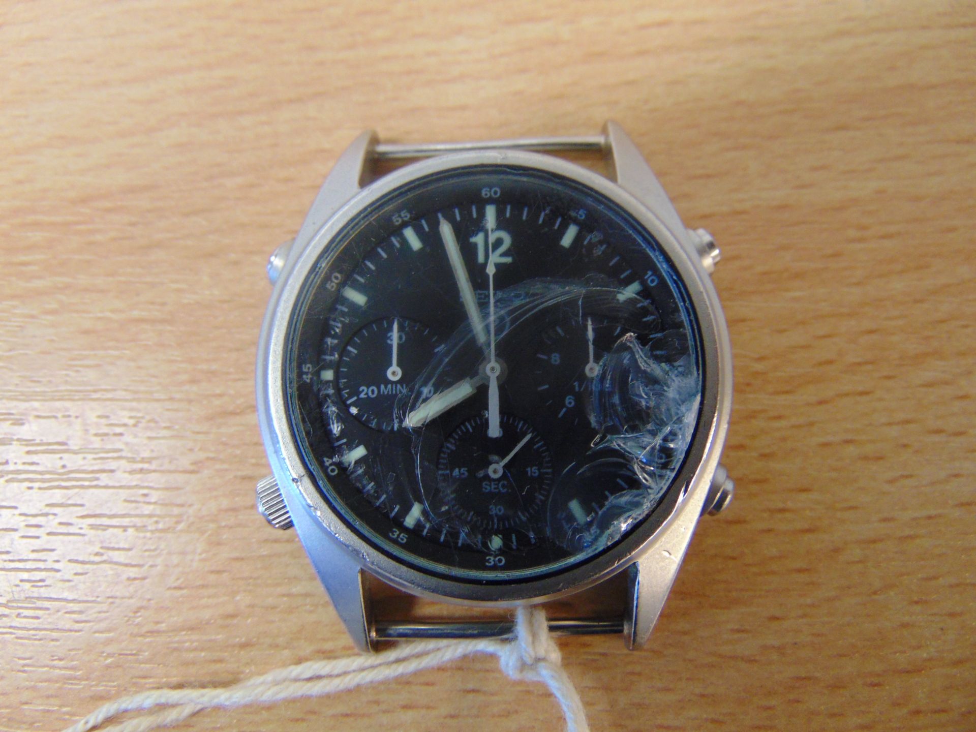 Seiko Gen 1 RAF issue Pilots Chrono Date 1988, Glass Cracked - Image 2 of 4