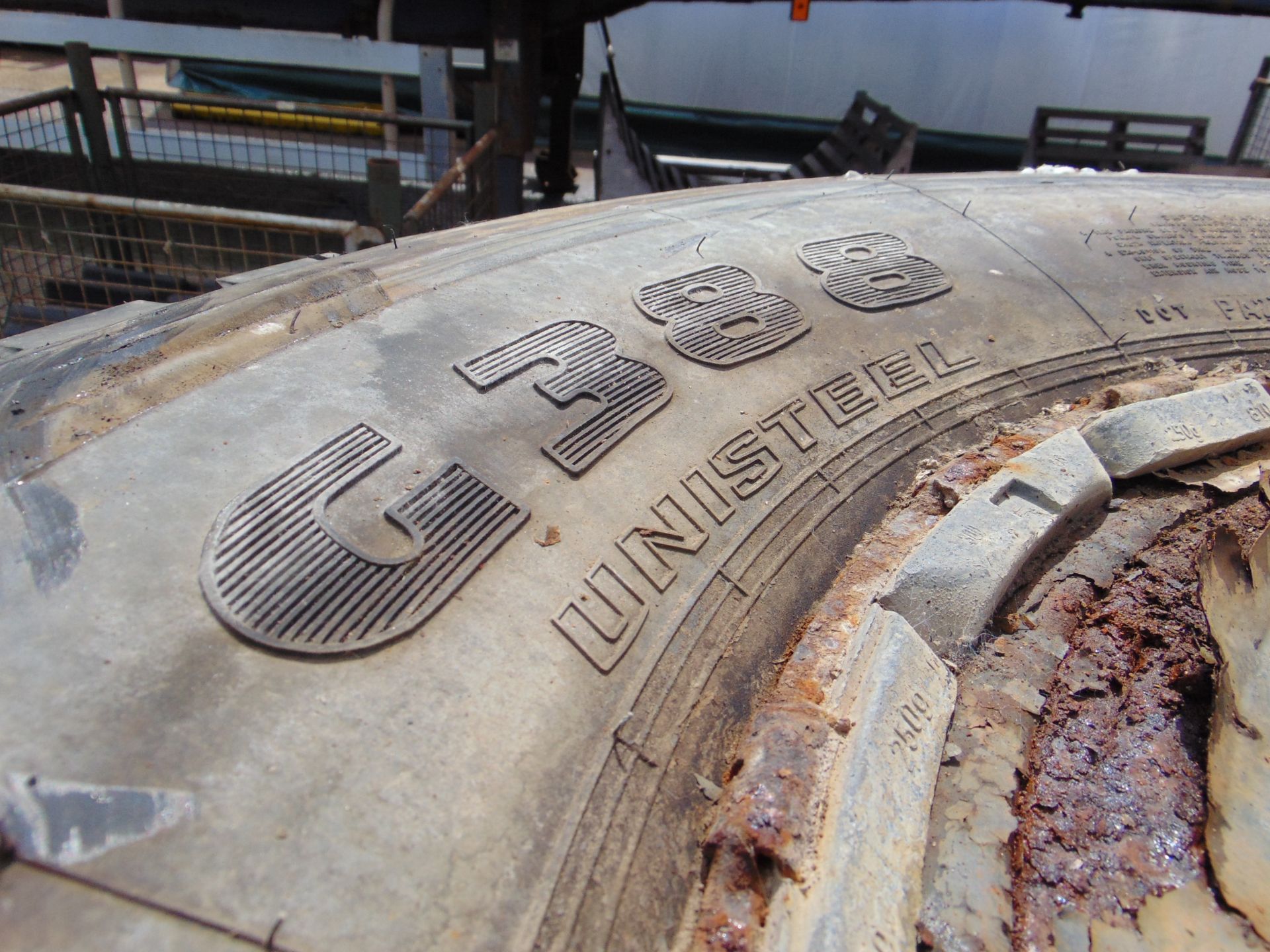 Qty 4 x Goodyear 12.00R20 G388 Unisteel tyres, unused still with bobbles fitted on 8 stud rims - Image 5 of 6