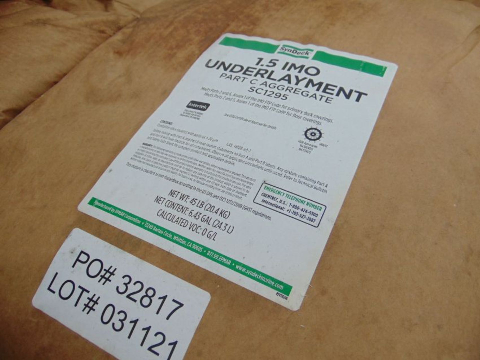 Approx 50x Unissued 20.4Kg Bags of Syndeck 1.5 IMO Part C Underlayment Aggregate Powder - Image 2 of 2