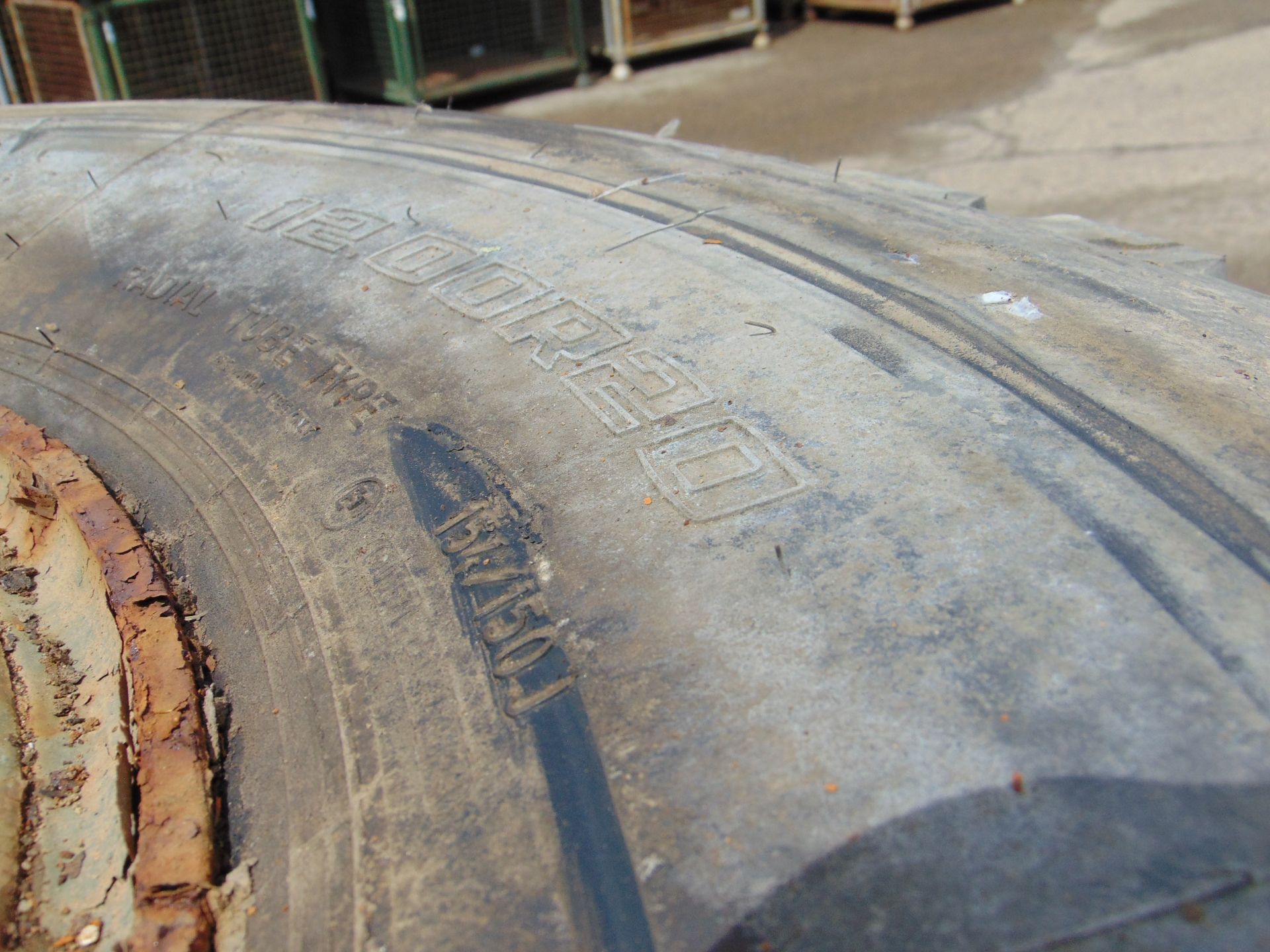 Qty 4 x Goodyear 12.00R20 G388 Unisteel tyres, unused still with bobbles fitted on 8 stud rims - Image 6 of 6