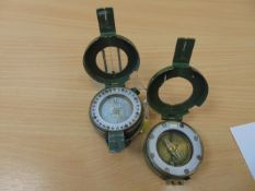 2 x Stanley London Brass Army Prismatic Marching Compass