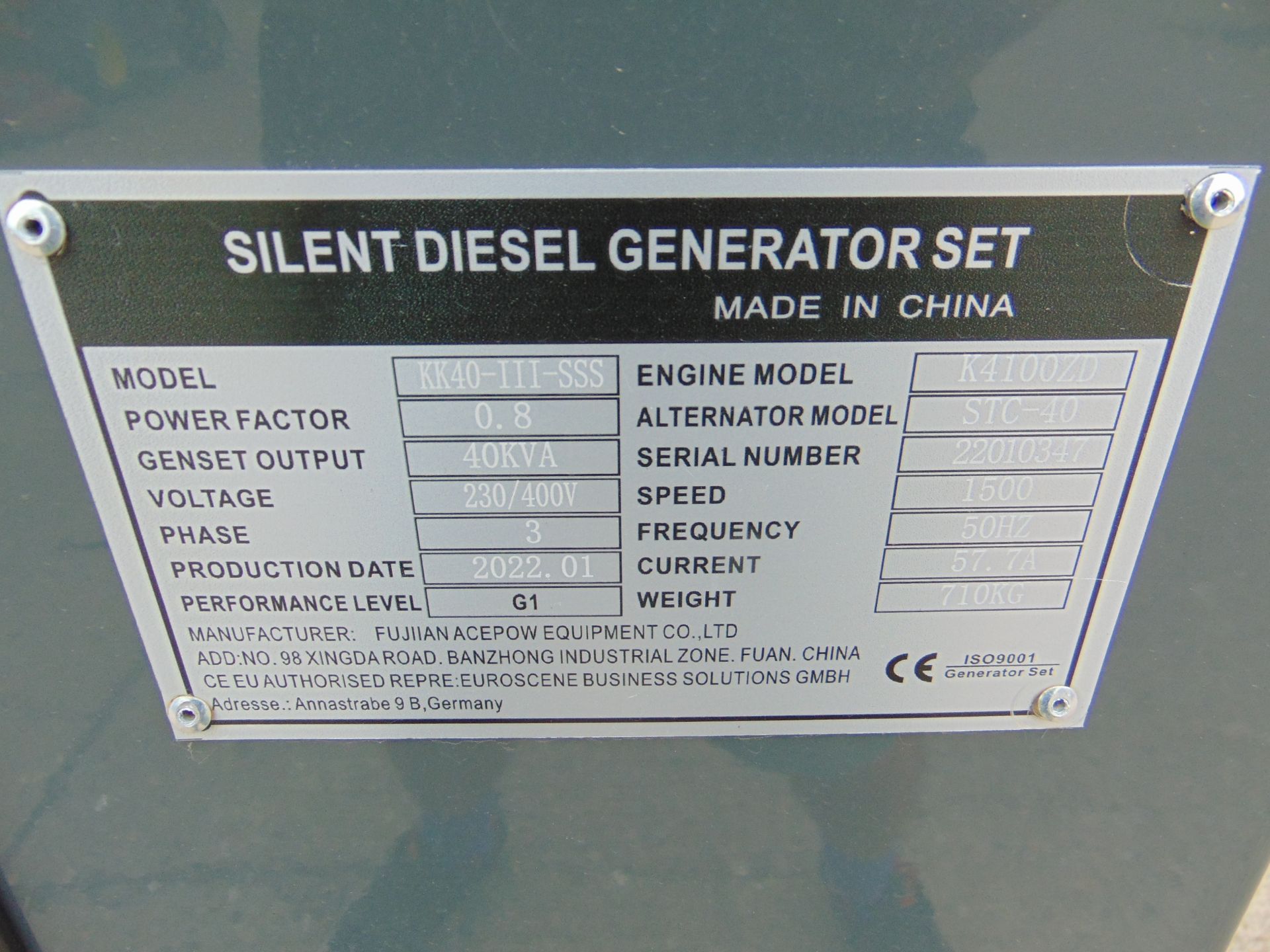 2022 UNISSUED 40 KVA 3 Phase Silent Diesel Generator Set - Image 17 of 17