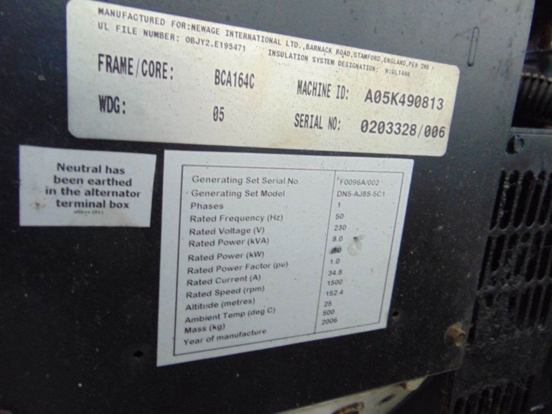 Containerised 8 KVA Lister Petter Diesel Generator - Image 12 of 13