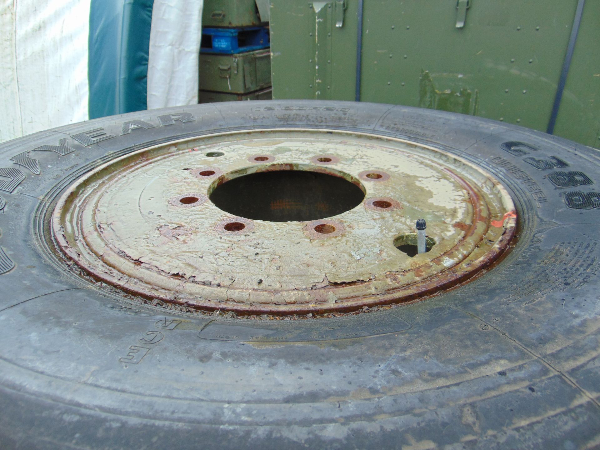 Qty 4 x Goodyear 12.00R20 G388 Unisteel tyres, unused still with bobbles fitted on 8 stud rims - Image 6 of 9