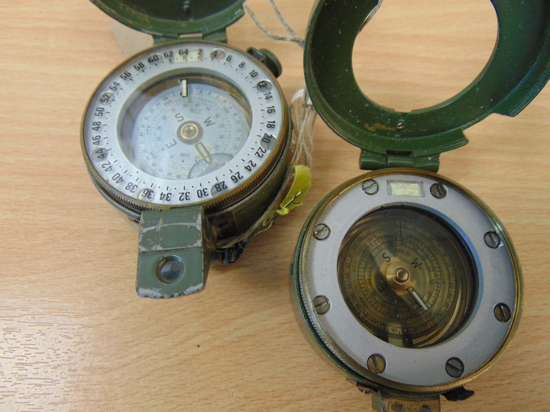 2 x Stanley London Brass Army Prismatic Marching Compass - Image 2 of 3