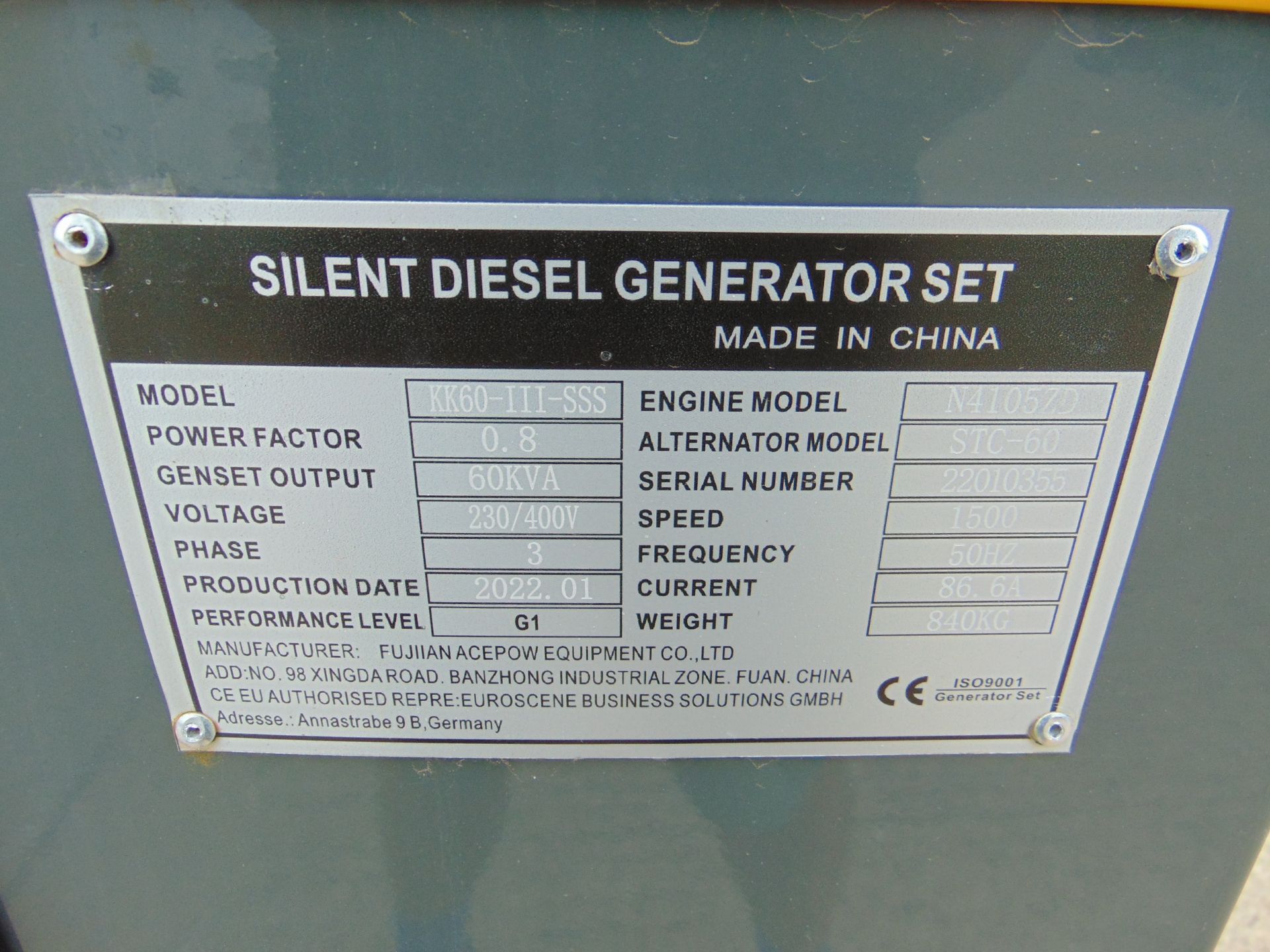 2022 UNISSUED 60 KVA 3 Phase Silent Diesel Generator Set - Image 17 of 17