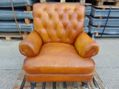 New Unused Button Back Leather Arm Chair