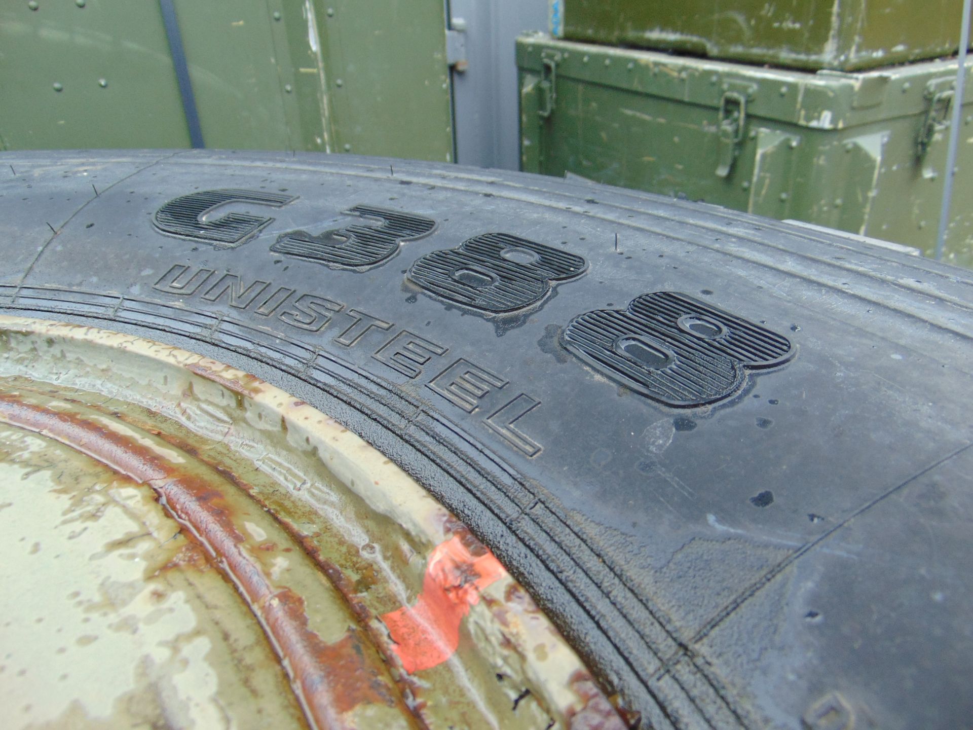 Qty 4 x Goodyear 12.00R20 G388 Unisteel tyres, unused still with bobbles fitted on 8 stud rims - Image 8 of 9