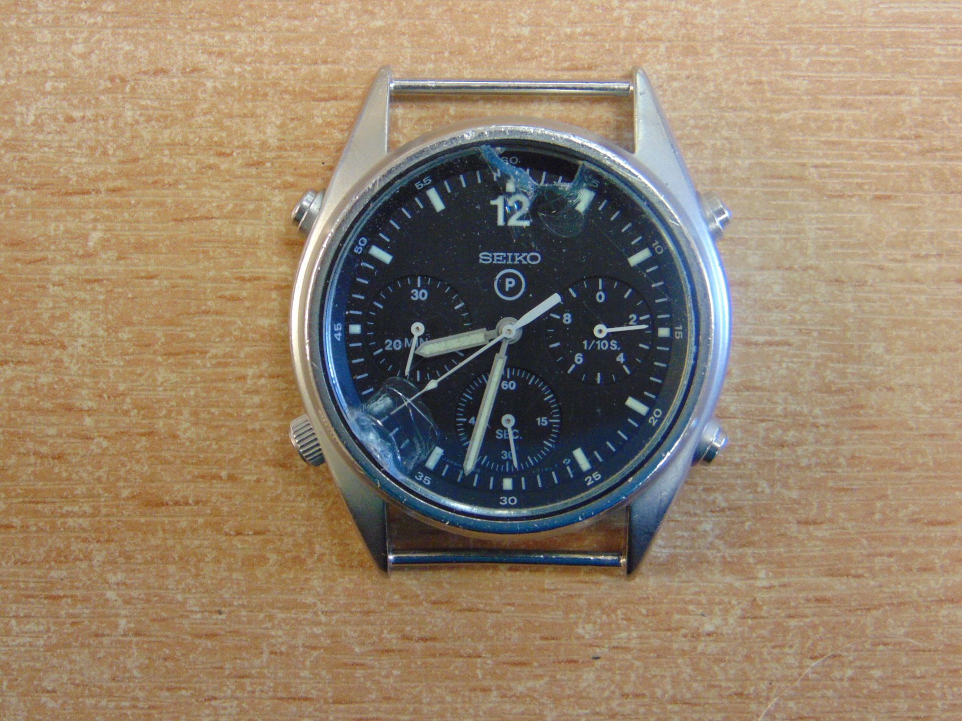 SEIKO GEN I PILOTS CHRONO NATO MARKS RAF HARRIER FORCE ISSUE DATE 1988- GLASS BROKE - Image 4 of 8