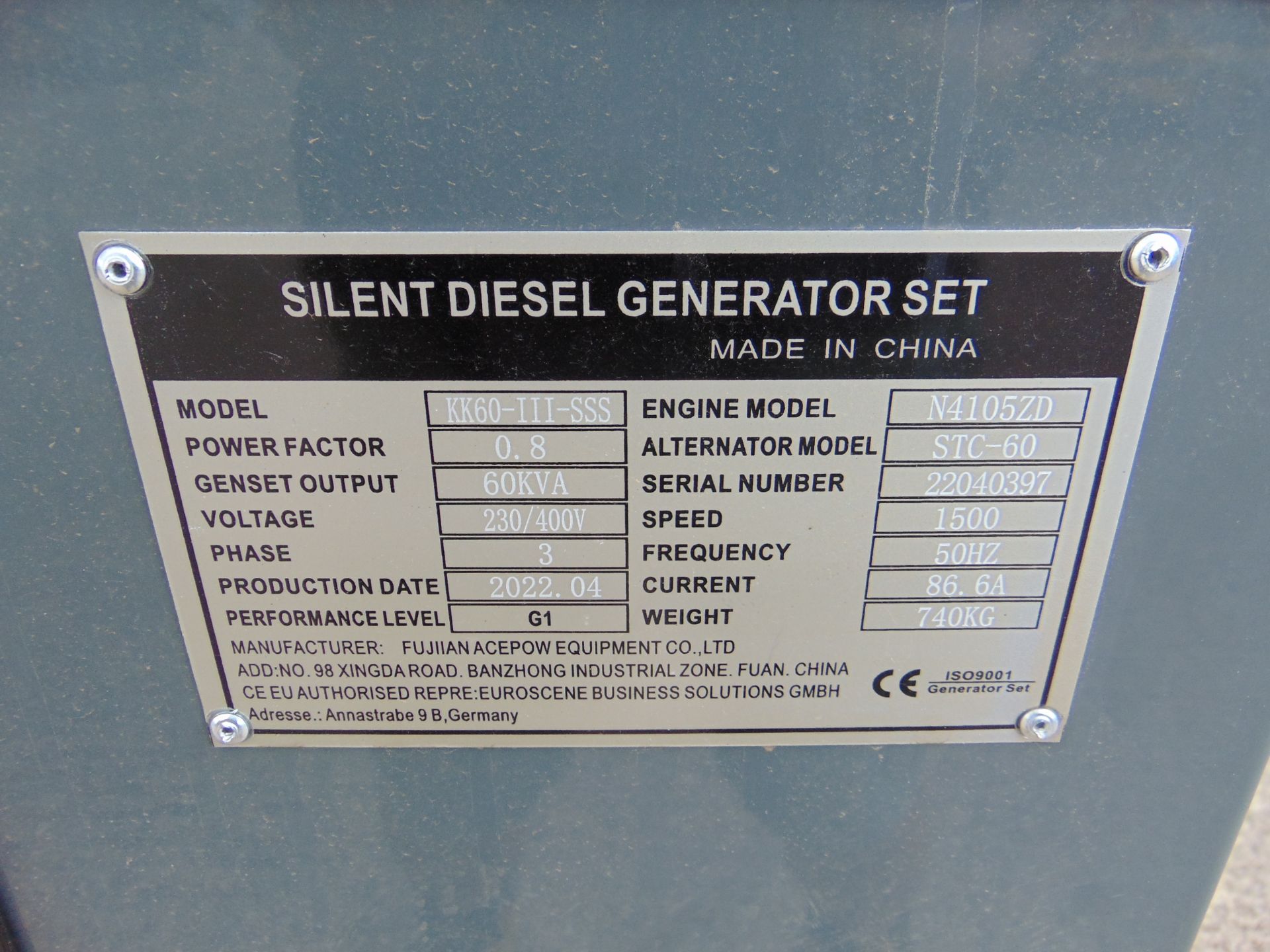 2022 UNISSUED 60 KVA 3 Phase Silent Diesel Generator Set - Image 17 of 17