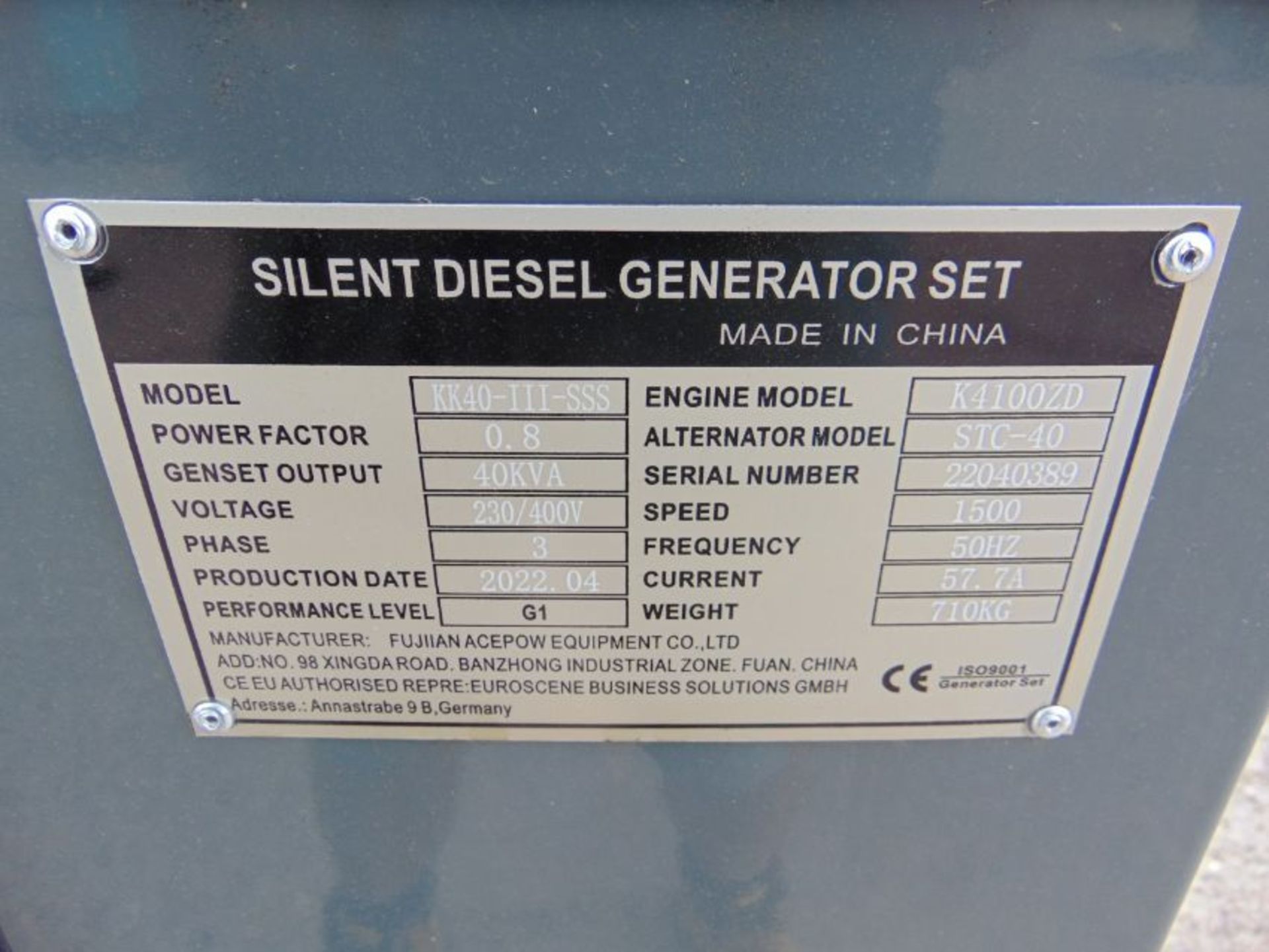 2022 UNISSUED 40 KVA 3 Phase Silent Diesel Generator Set - Image 17 of 17