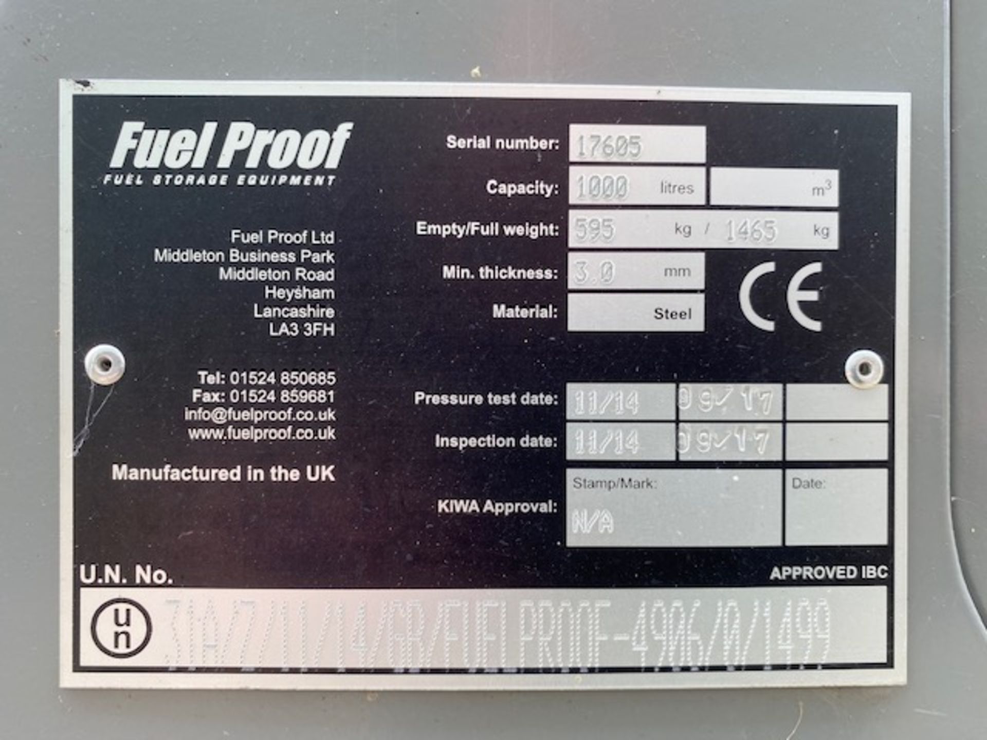 Fuelproof 1000 litre bunded Demountable fuel tank Hardly Used - Image 8 of 16