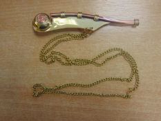 BRASS & COPPER BOSUNS WHISTLE WITH CHAIN NEW UNISSUED