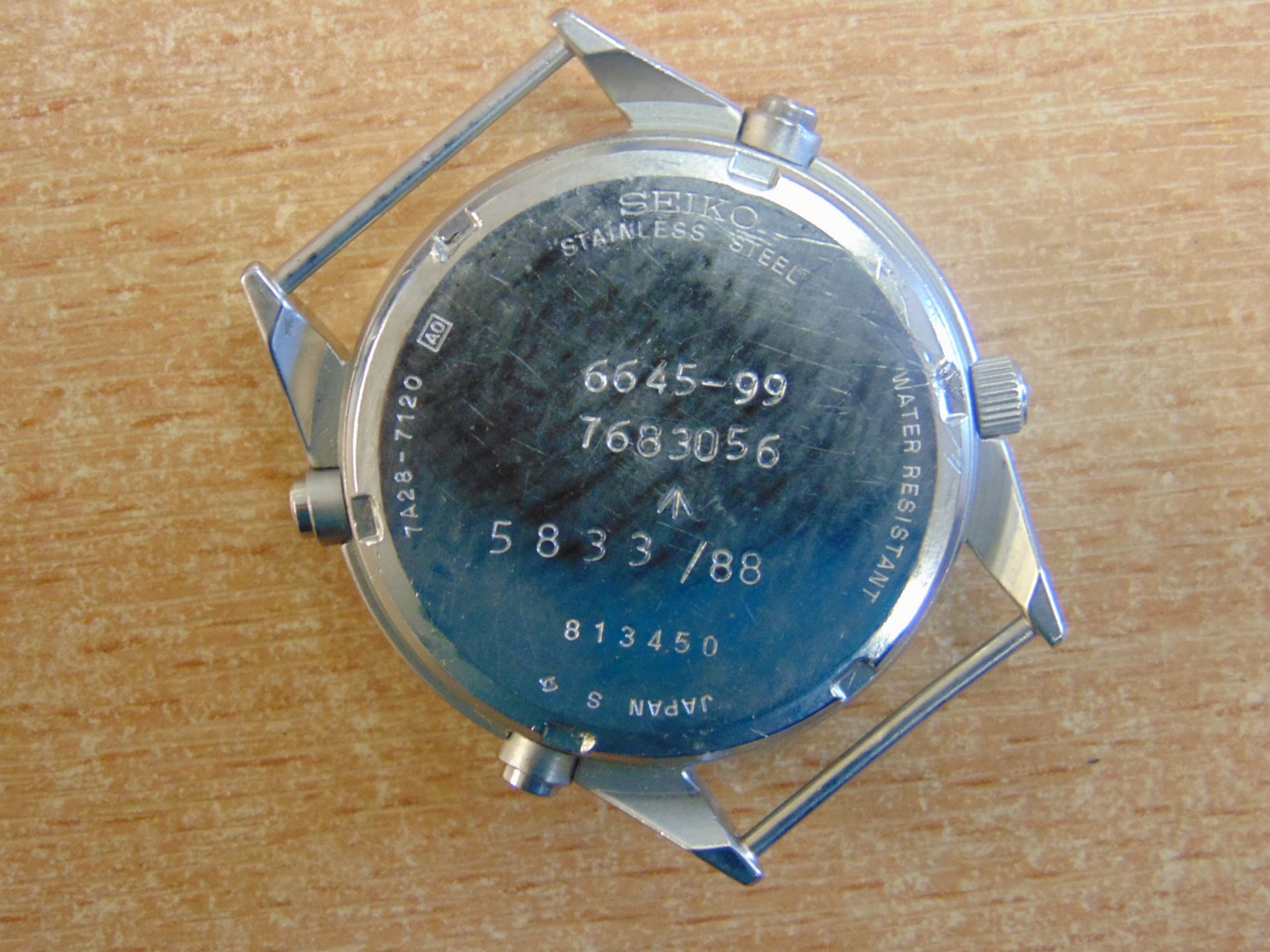 SEIKO GEN I PILOTS CHRONO NATO MARKS RAF HARRIER FORCE ISSUE DATE 1988- GLASS BROKE - Image 6 of 8