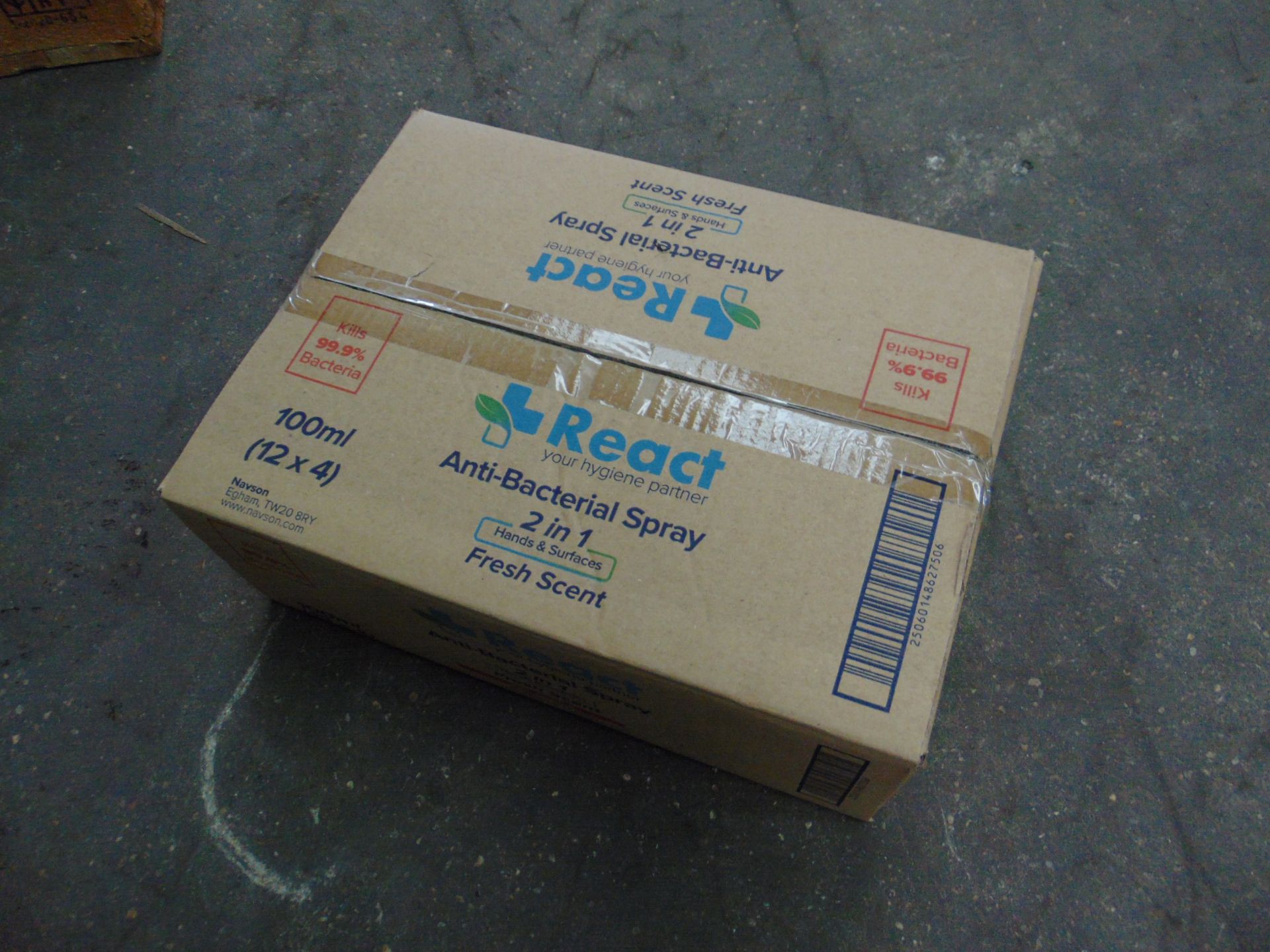 Pallet of 4800x Unused React Anti-Bacterial 80% Alcohol Sanitiser 2in1 Hands & Surfaces Spray - Image 4 of 7