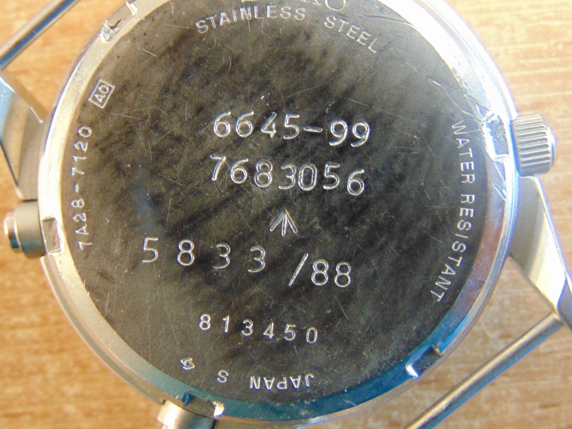 SEIKO GEN I PILOTS CHRONO NATO MARKS RAF HARRIER FORCE ISSUE DATE 1988- GLASS BROKE - Image 7 of 8