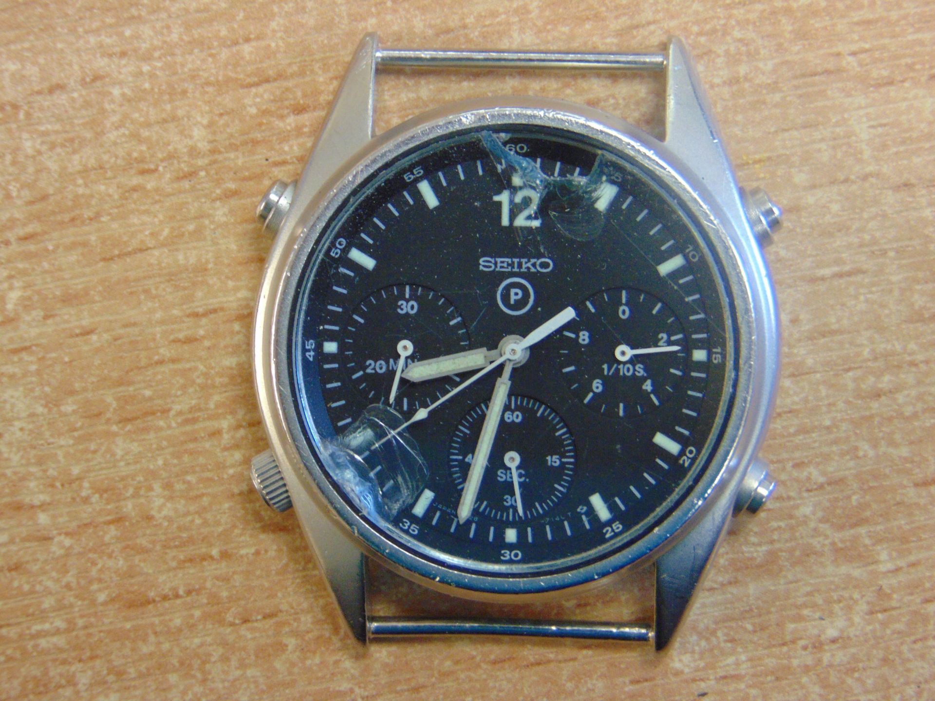 SEIKO GEN I PILOTS CHRONO NATO MARKS RAF HARRIER FORCE ISSUE DATE 1988- GLASS BROKE - Image 3 of 8