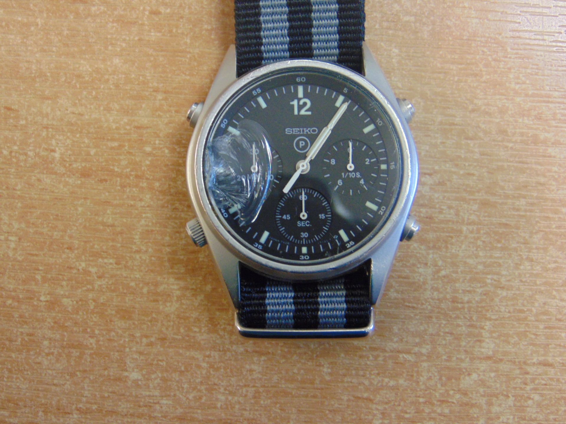 SEIKO GEN I PILOTS CHRONO NATO MARKS RAF HARRIER FORCE ISSUE DATE 1988 - CHIP IN GLASS - Bild 2 aus 8