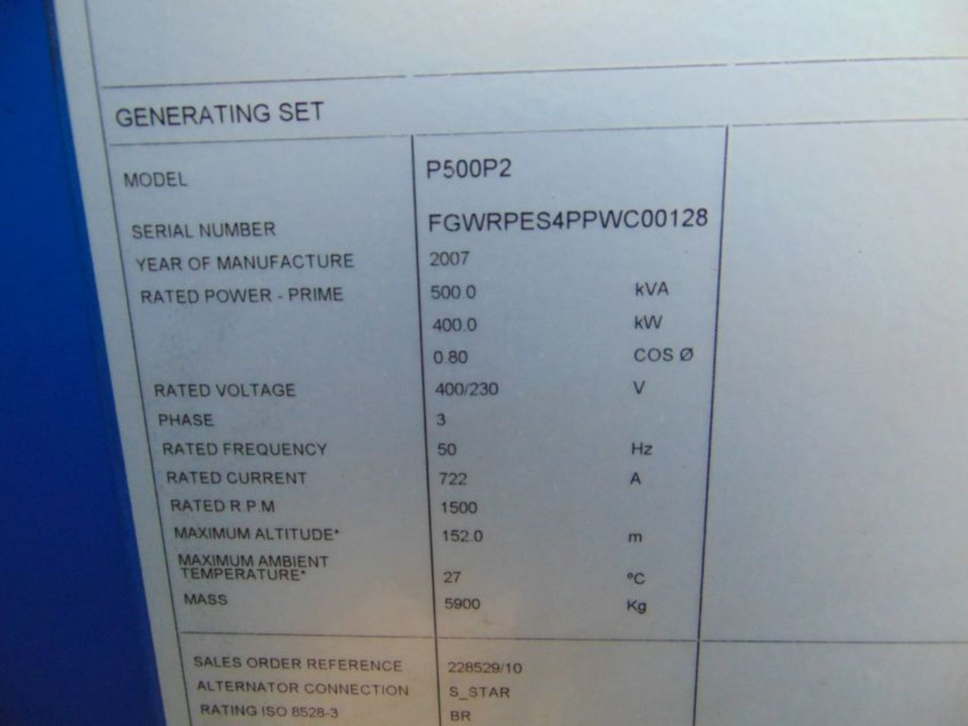 FG Wilson P500P2 500 KVA Silent Perkins Diesel Generator ONLY 1406 Hours From UK Govt Dept - Image 12 of 24