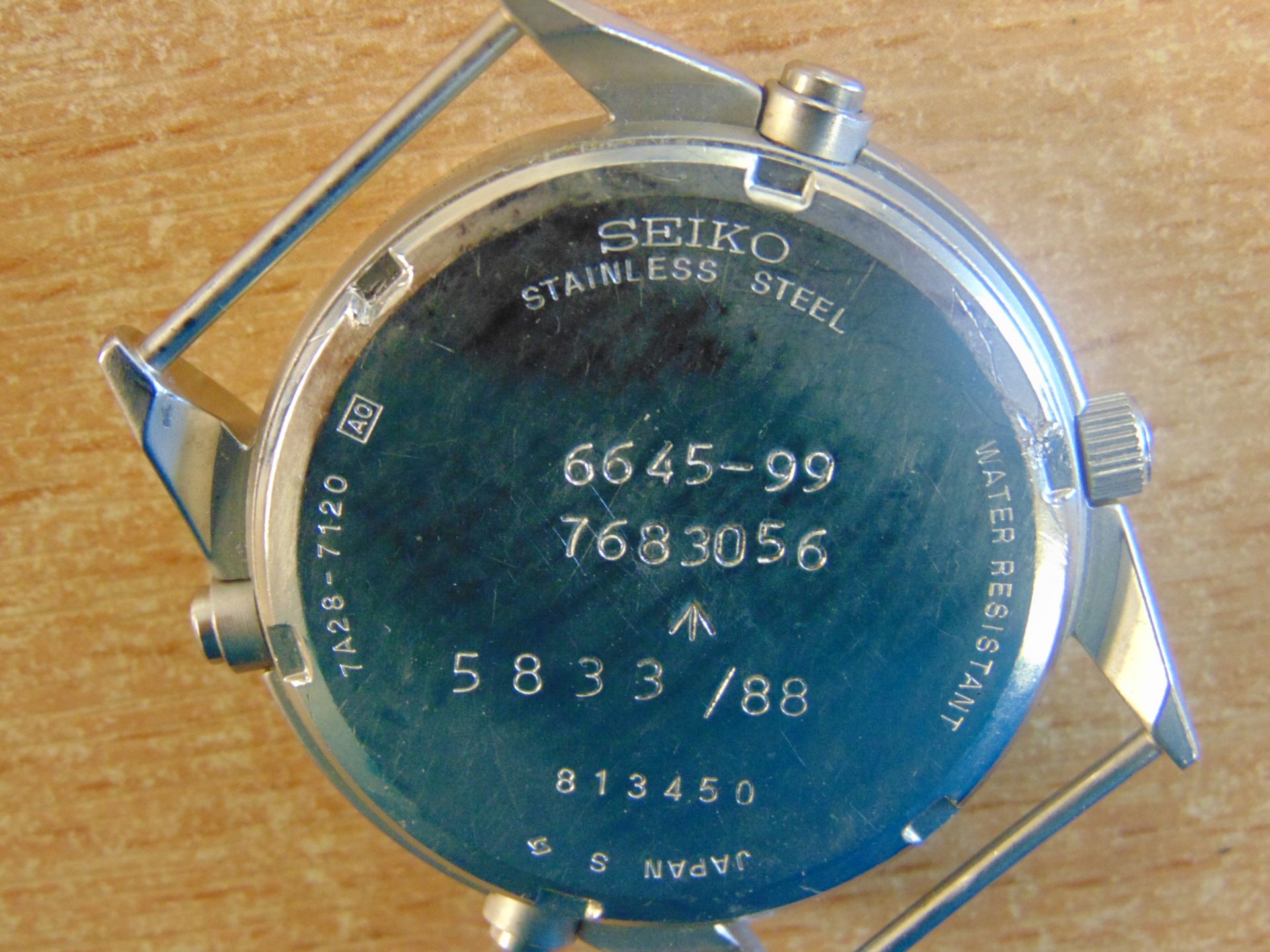 SEIKO GEN I PILOTS CHRONO NATO MARKS RAF HARRIER FORCE ISSUE DATE 1988- GLASS BROKE - Image 5 of 8