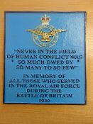 CAST IRON RAF HAND PAINTED WALL PLAQUE 26 CMS X 23 CMS