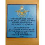 CAST IRON RAF HAND PAINTED WALL PLAQUE 26 CMS X 23 CMS