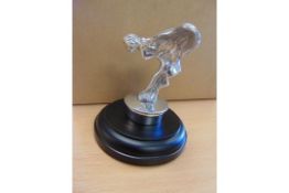 ROLLS ROYCE POLISHED ALUMINIUM SPIRIT OF ECSTACY ON BASE 14CMS X 12CMS