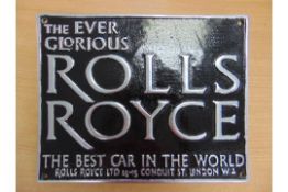 LARGE ROLLS ROYCE POLISHED ALUMINIUM WALL PLAQUE 29 X 23CMS