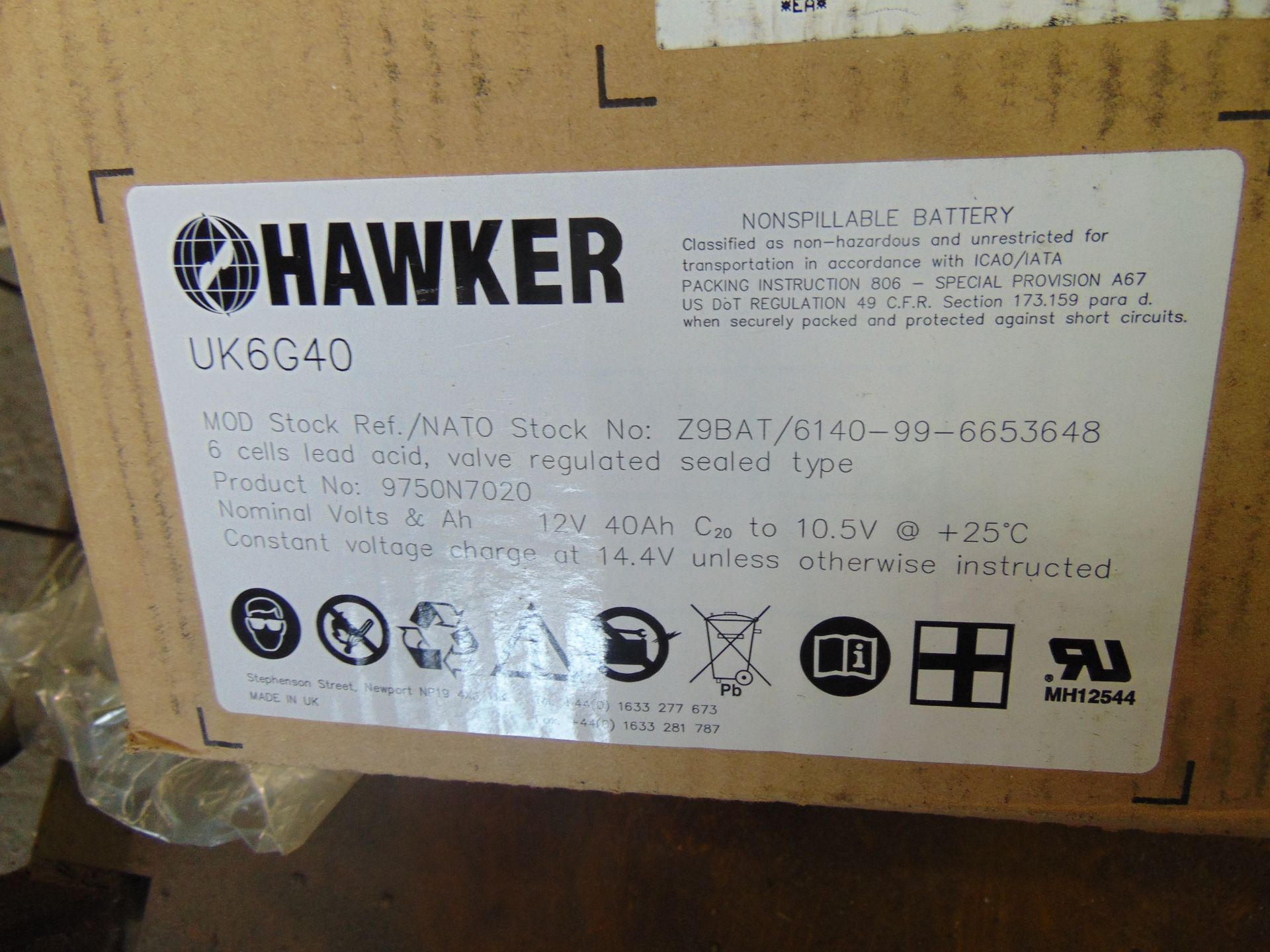 4 x Hawker UK 6 G40 12Volt 40AH Gel Batteries as shown - Image 5 of 5