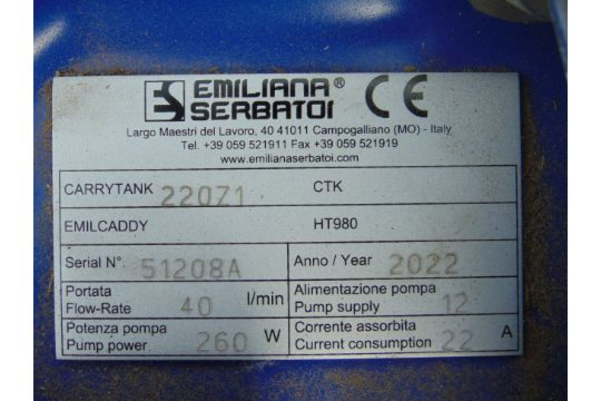 **New Unused** Emiliana Serbatoi 220 Litre fuel storage tank C/W Pump, Hose & Nozzle - Image 6 of 8