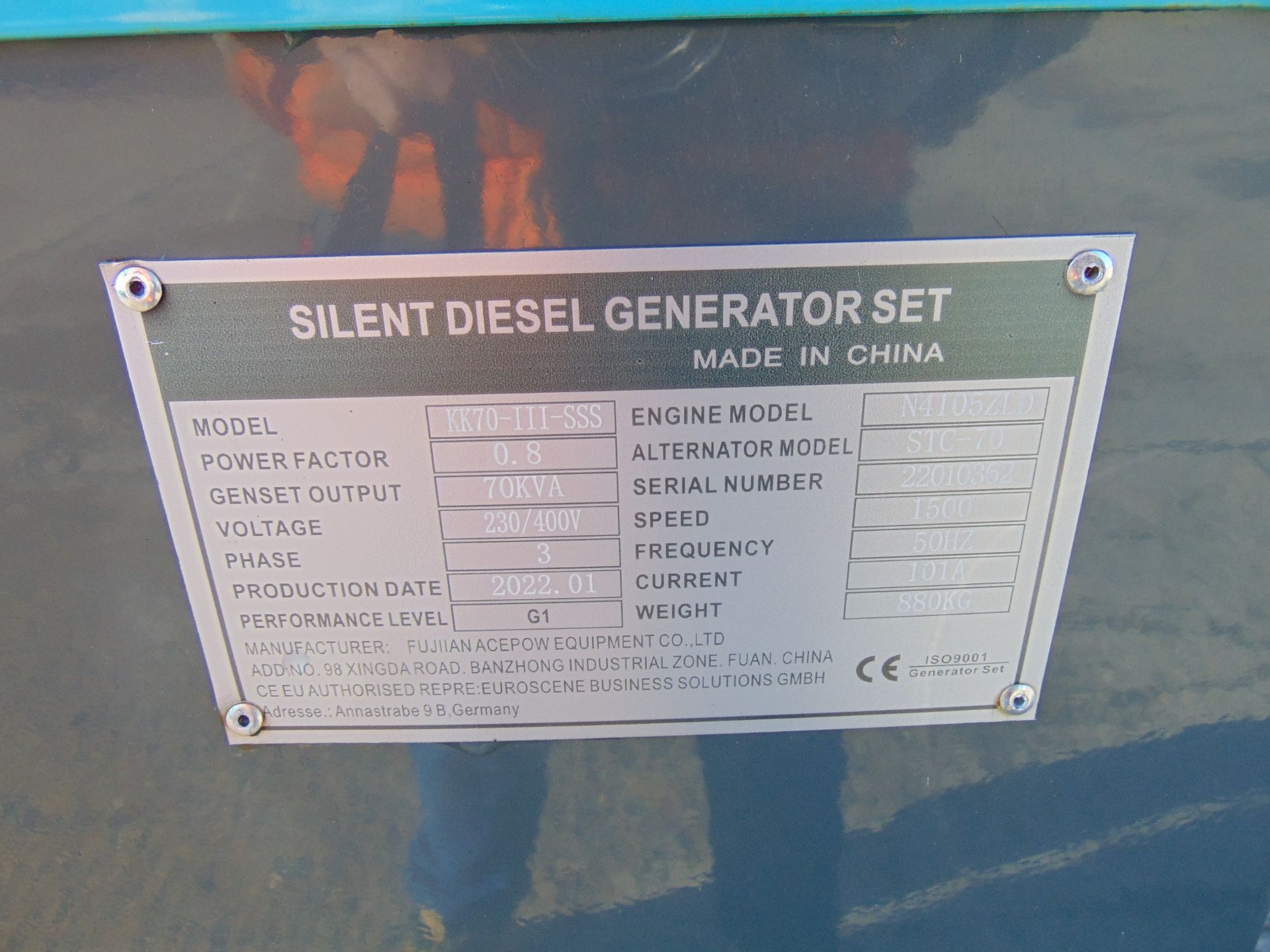 2022 UNISSUED 70 KVA 3 Phase Silent Diesel Generator Set - Image 18 of 18