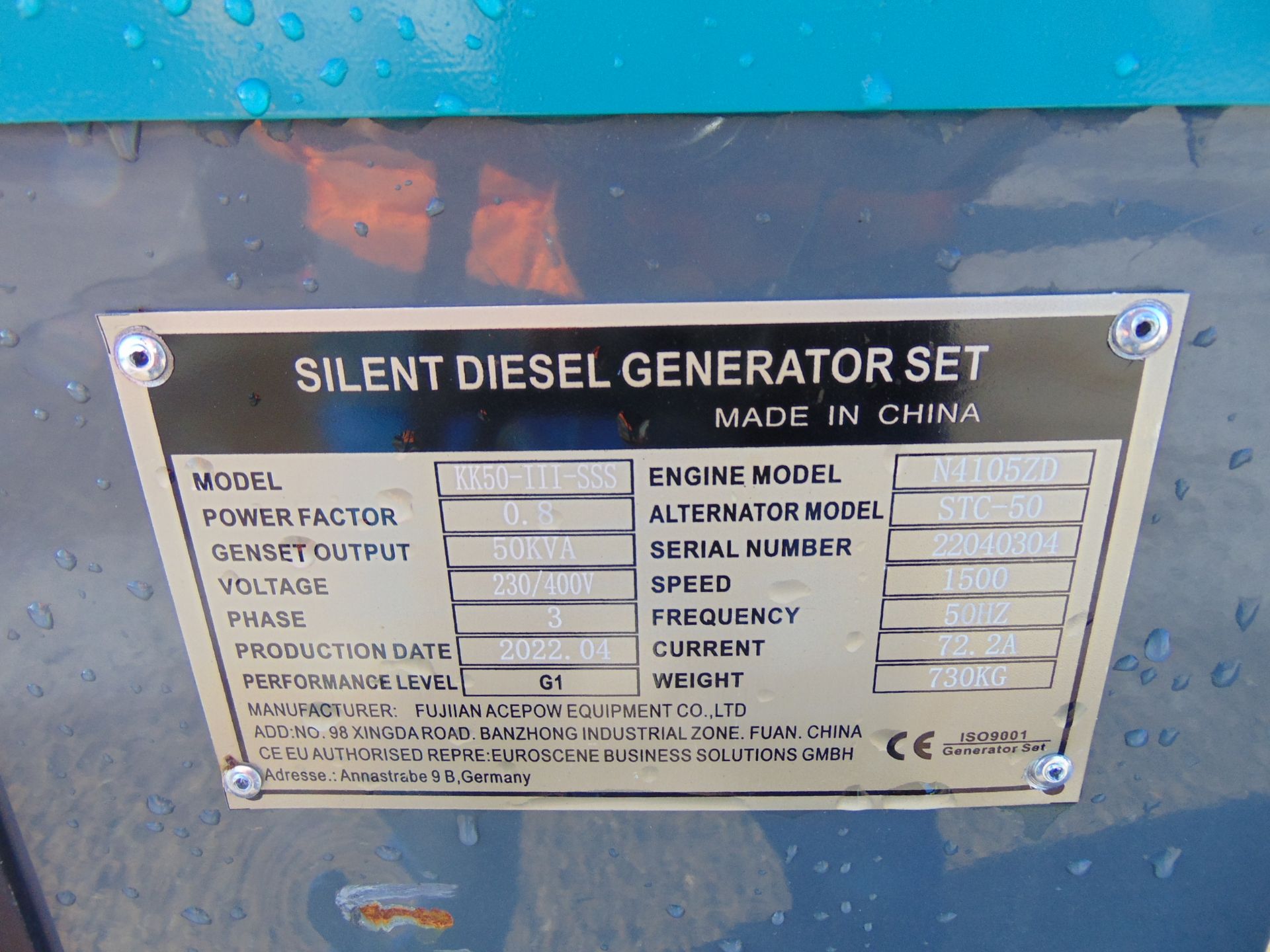2022 UNISSUED 50 KVA 3 Phase Silent Diesel Generator Set - Image 17 of 17