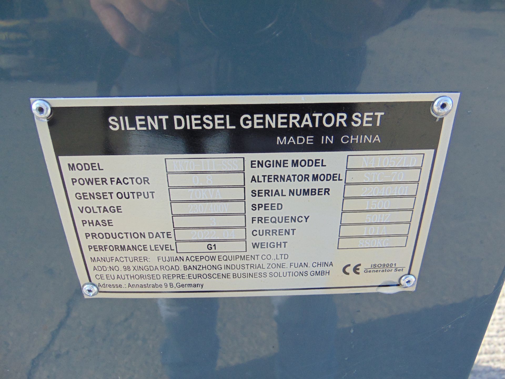 2022 UNISSUED 70 KVA 3 Phase Silent Diesel Generator Set - Image 18 of 18