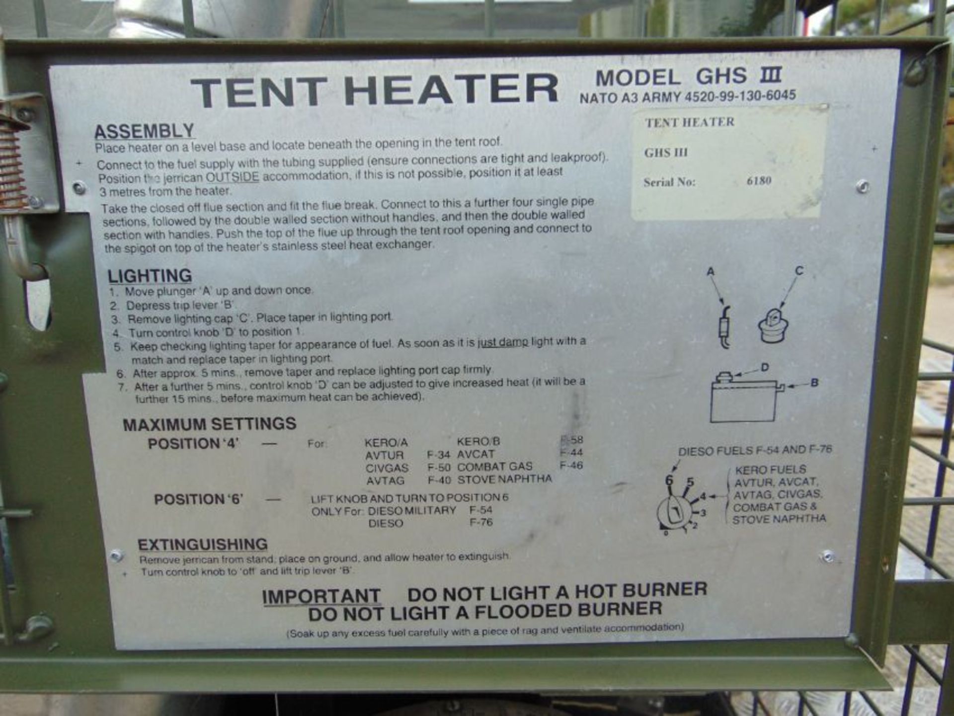 Ex MOD GHSIII Tent Garage Workshop Diesel Heater - Image 8 of 8