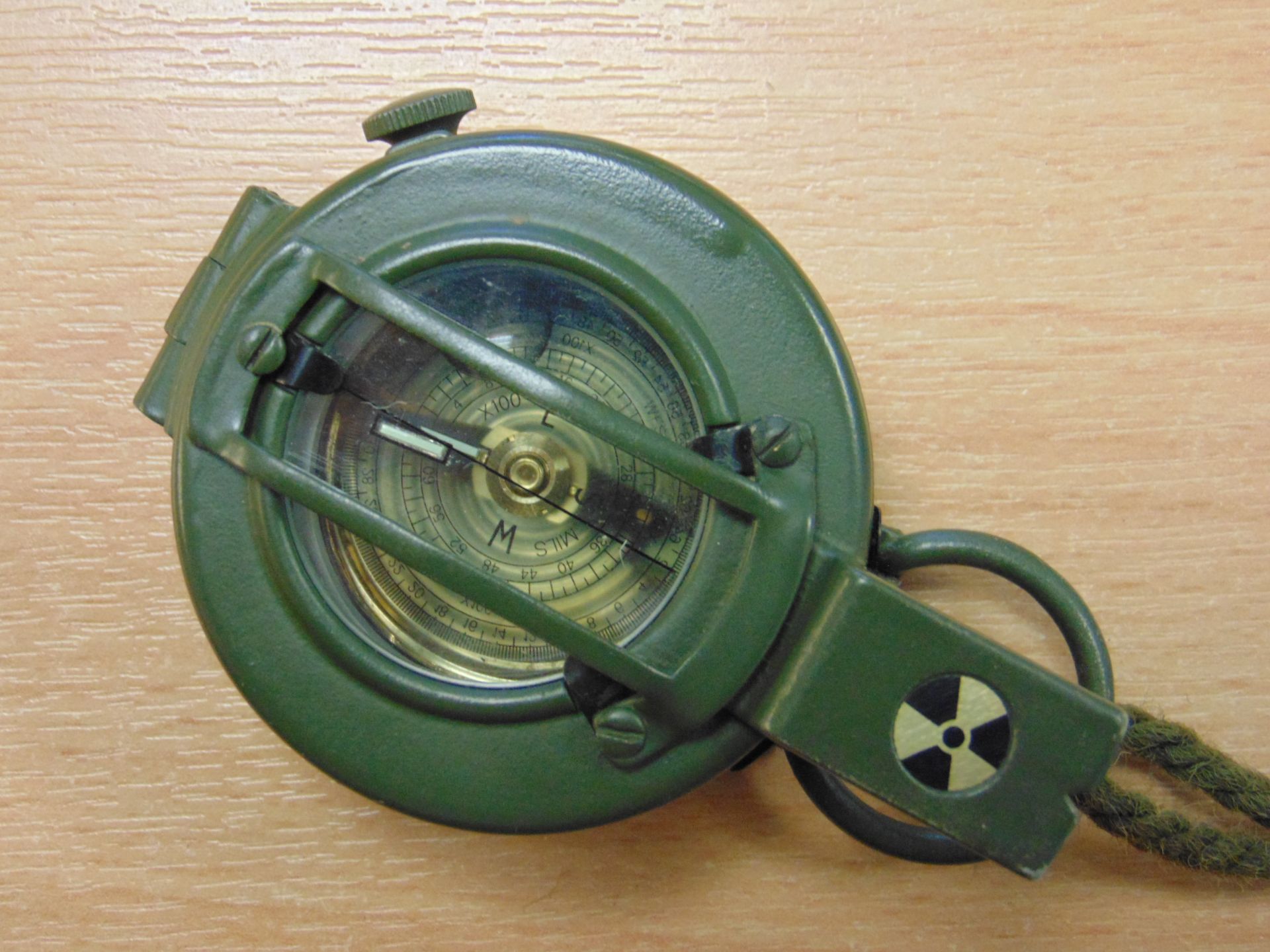 STANLEY LONDON BRITISH ARMY BRASS PRISMATIC COMPASS WITH LANYARD IN ORIGINAL WEBBING POUCH SN.07148 - Image 5 of 10