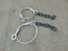 2x Unissued Gunnebo 16mm 13.2 Ton Wire Rope and Chain assys