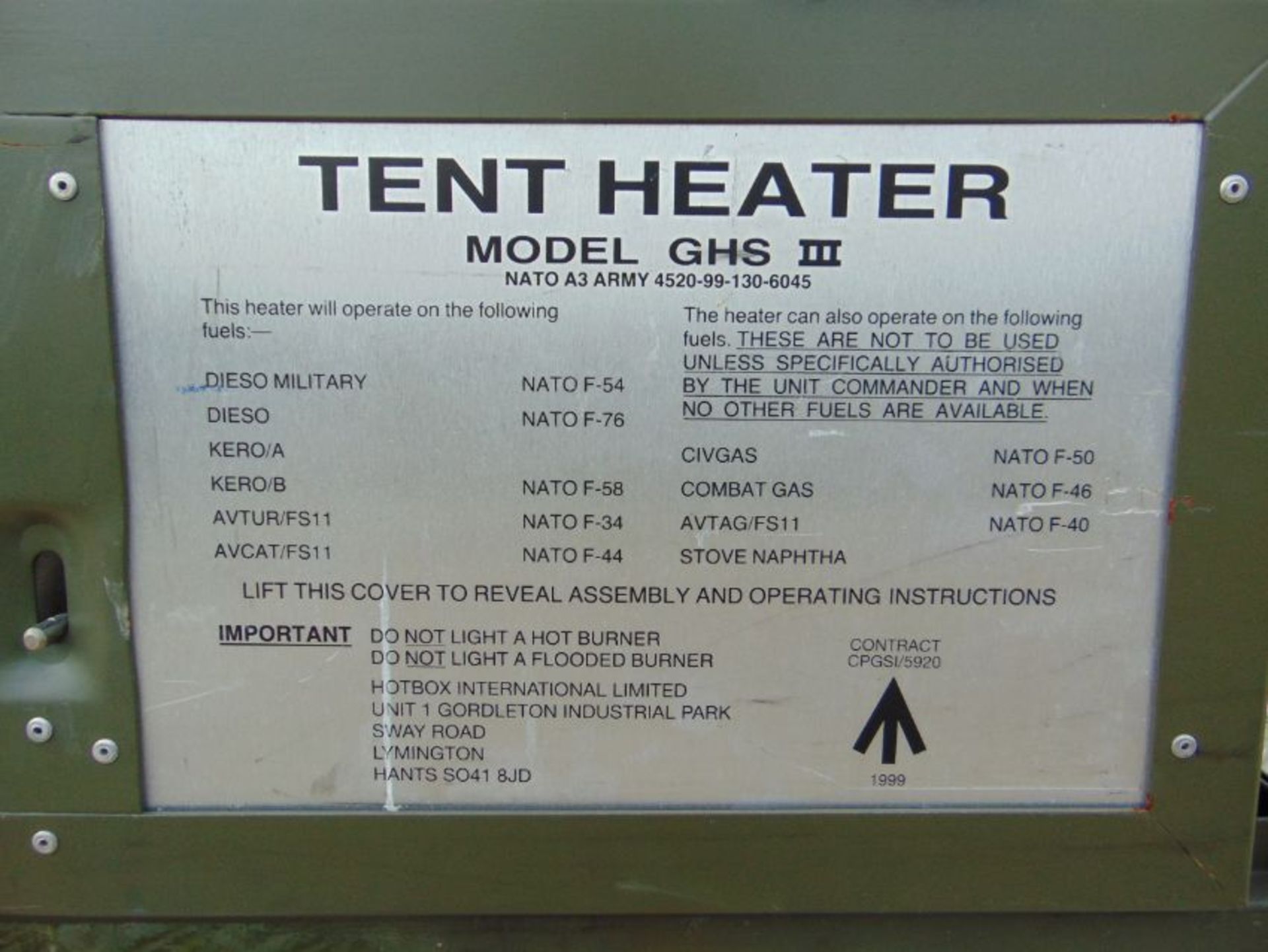 Ex MOD GHSIII Tent Garage Workshop Diesel Heater - Image 7 of 8