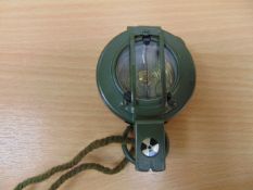 Very Nice Stanley London British Army Brass Prismatic Compass with Lanyard in original webbing pouch