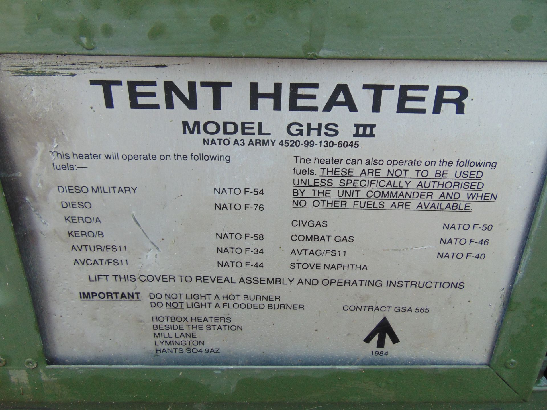 Ex MOD GHSIII Tent Garage Workshop Diesel Heater - Image 6 of 7