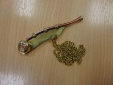 Very Nice New Unused Brass/Coppers Bosuns Whistle with Chain