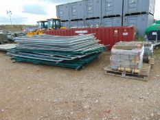 36 x 11ft Heras Style Galvanised Fencing Panels & 2 x Pallets of Feet
