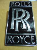 POLISHED ALUMINIUM ROLLS ROYCE HANGING SIGN HAND PAINTED- 30 CMS X 15 CMS
