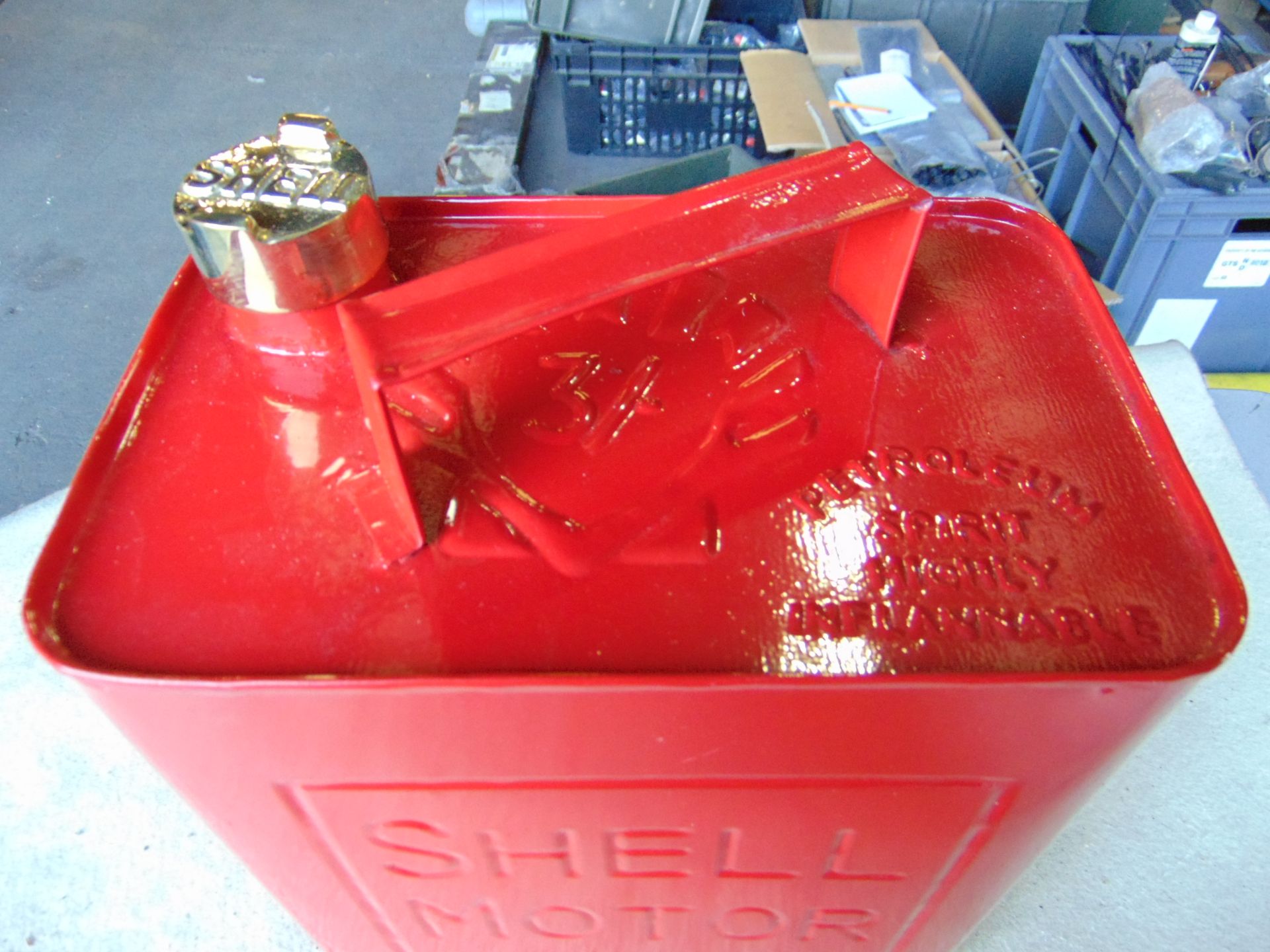 New Unused 1 Gall Shell Motor Spirit Fuel Can with Brass Top - Image 4 of 4